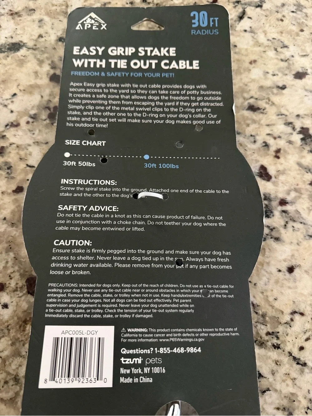 Apex Black & Silver Easy Grip Tie-Out Stake